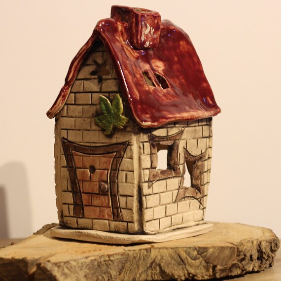 Ceramic Tealight House Gnome House Ceramic House Light Etsy