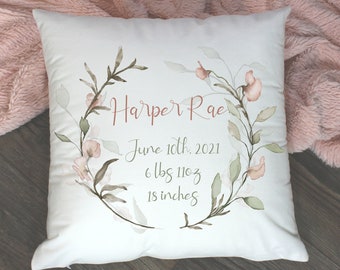 Custom Nursery Pillow | Baby Stat Pillow | Baby Pillow Cover | Baby Holiday Gift Item | Nursery Pillow Cover | Personalized Baby Pillow|
