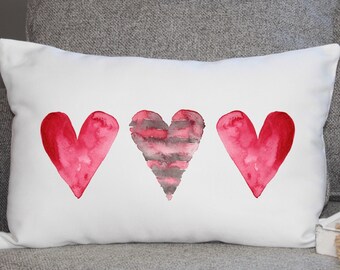 3 Heart Pillow Cover | Valentines Pillow Cover  |  Valentines Decor | Holiday Gift | Decorative Pillow Cover | Valentine Pillow Cover|