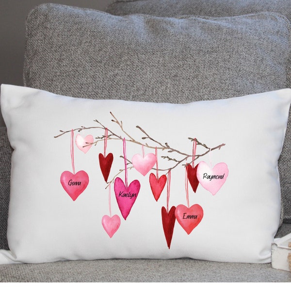 Hanging Hearts Pillow Cover  |  Valentines Pillow Cover | Holiday Gift | Wedding Gift | Anniversary Gift Personalized Pillow Case
