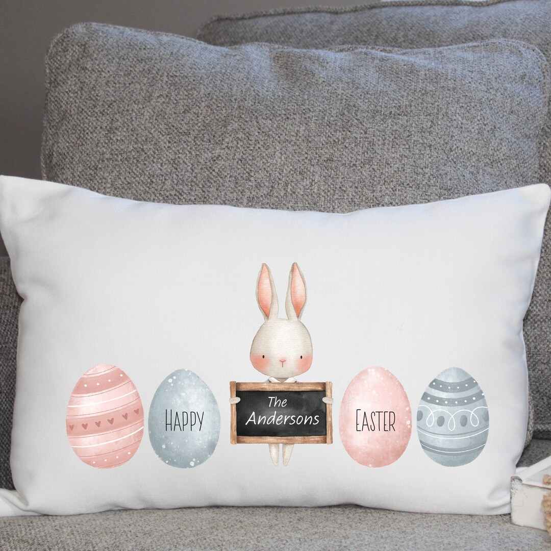 Happy Easter Pillow Cover Easter Pillow Cover Bunny Pillow Etsy