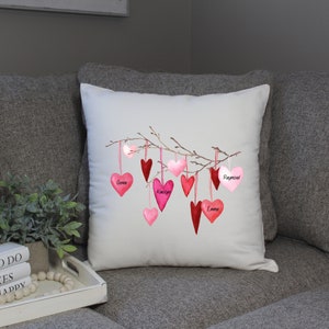 Hanging Hearts Pillow | Decorative Pillow Cover | Valentine Gift | Personalized Pillow Cover | Anniversary Gift | Wedding Gift