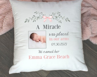 Custom Nursery Pillow | Baby Stat Pillow | Baby Pillow Cover | Nursery Pillow Cover | Personalized Baby Pillow| IVF Baby | Miracle Baby Gift