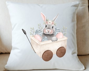 Personalized Easter Wagon Pillow Cover | Easter Pillow Cover | Bunny pillow Cover | Watercolor Pillow Cover