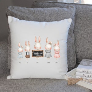 Personalized Bunny Family Pillow Cover | Easter Pillow Cover | Easter Decor| Bunny pillow | Personalized Pillow Cover