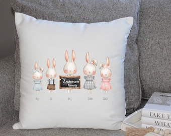 Personalized Bunny Family Pillow Cover | Easter Pillow Cover | Easter Decor| Bunny pillow | Personalized Pillow Cover