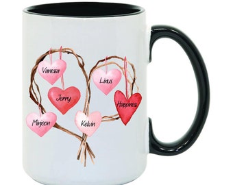 Heart Mug | Mothers Day Gift | Gift for Mom or Grandma | Valentines Mug | Personalized Mug | Gifts for Her