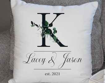 Initial Pillow Cover| Monogram Pillow Cover | Alphabet Pillow | Holiday Gift Item | Decorative Pillow Cover | Established Date Pillow