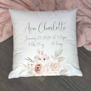 Custom Nursery Pillow | Baby Stat Pillow | Baby Pillow Cover | Baby Gift | Nursery Pillow Cover | Personalized Baby Pillow| Nursery Gift
