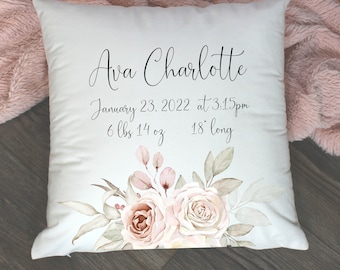 Custom Nursery Pillow | Baby Stat Pillow | Baby Pillow Cover | Baby Gift | Nursery Pillow Cover | Personalized Baby Pillow| Nursery Gift