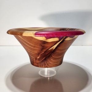 cedar bowl wood bowl candy dish wooden art decorative dish conversation piece pink epoxy woodturning unique gift handmade. image 2