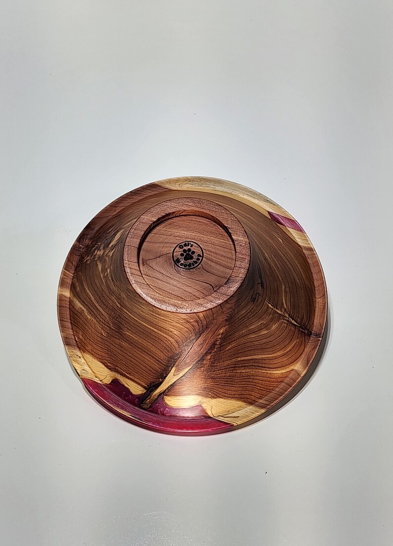 cedar bowl wood bowl candy dish wooden art decorative dish conversation piece pink epoxy woodturning unique gift handmade. image 5