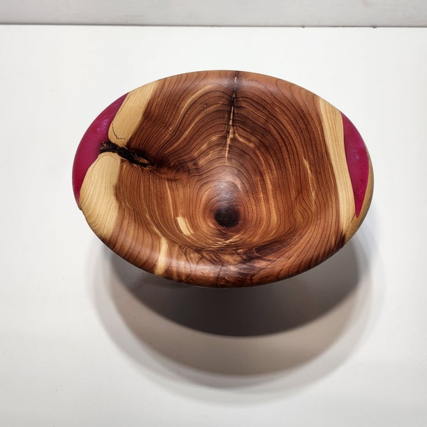 cedar bowl | wood bowl | candy dish | wooden art | decorative dish | conversation piece | pink epoxy | woodturning | unique gift | handmade.