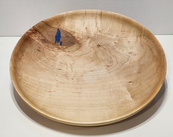 enormous platter | maple dish | wood serving tray | center piece | blue epoxy | decorative art | wooden art | handmade | unique gift.