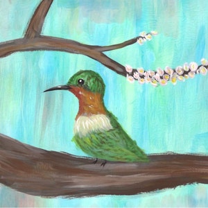 Bird on Cherry Blossom Tree