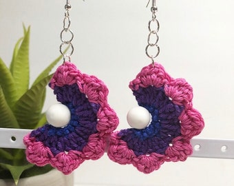 Bisexual Earrings, Bi Earrings, Bisexual Pride Flag Crochet Earrings, Pride Earrings, LGBTQIA Pride Earrings