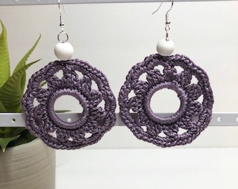 Circle Crochet Earrings, Crochet Jewelry, Colorful Earrings, Handmade Earrings, Round Earrings
