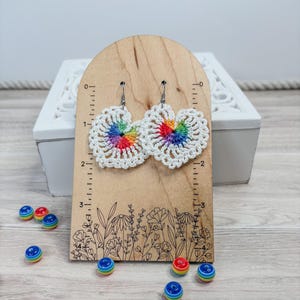 Crochet Pride Heart Earrings
