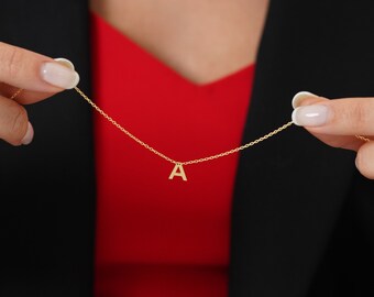 Uppercase necklace, Custom initial necklace, Tiny initial, Dainty initial necklace, Dainty letter necklace, Minimalvs necklace