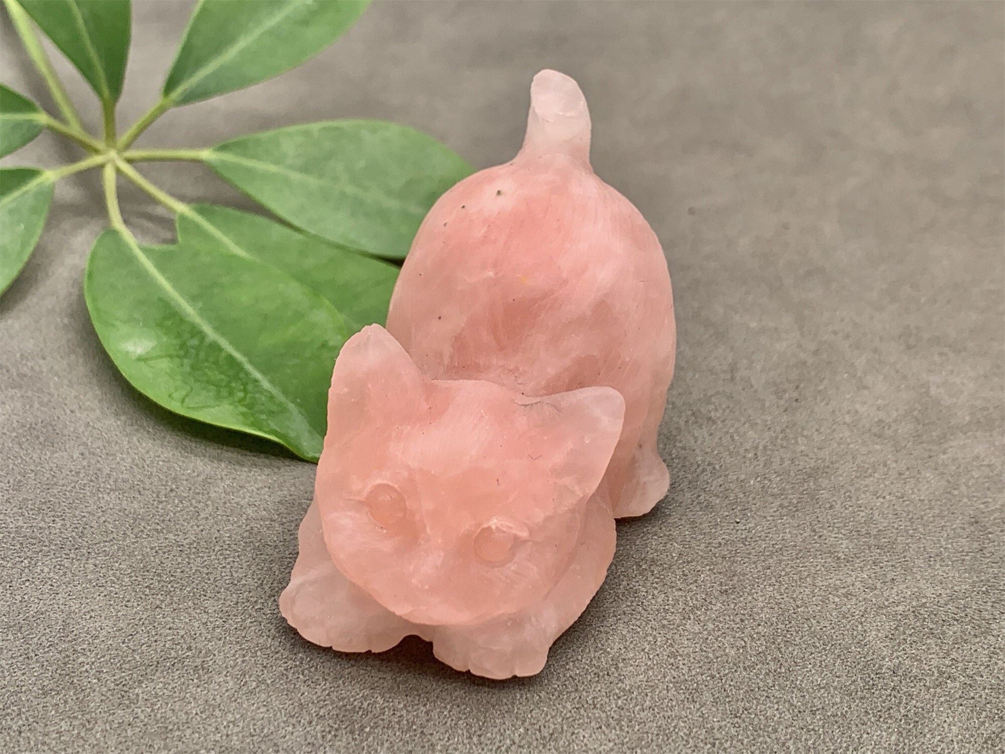 Rose Quartz Cat Figurine Etsy