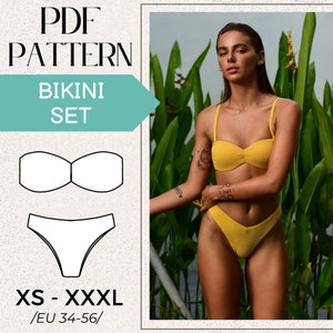 PATTERN Swimsuit, Bandeau Bikini xs/s/m/l/xl/xxl, Two Pieces, A4 pdf, Sewing Pattern, PDF Sewing Patterns For Women, Printable