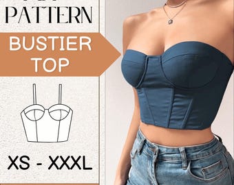 Corset Top Sewing Pattern | Sewing Pattern | PDF Pattern | Women Sewing Pattern | Sewing Patterns for Beginner Top | Top Sewing Pattern