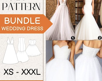 Sewing Patterns Bundle | Wedding Dress Sewing Pattern | Sewing Patterns | Women Sewing Patterns | Prom Dress Sewing Pattern | Prom Dress