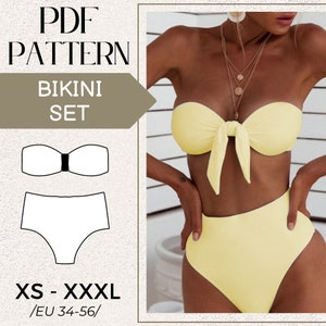 PATTERN Swimsuit, Bandeau Tie Bikini xs/s/m/l/xl/xxl, Two Pieces, A4 pdf, Sewing Pattern, PDF Sewing Patterns For Women, Printable