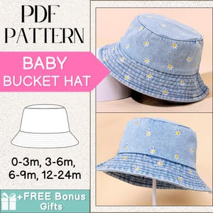 Modello di cucito per cappello da pescatore per bambini in formato PDF, modello di cucito per cappello estivo, 4 misure, modello di cappello da pescatore facile, cappello reversibile, modello di cappello da spiaggia