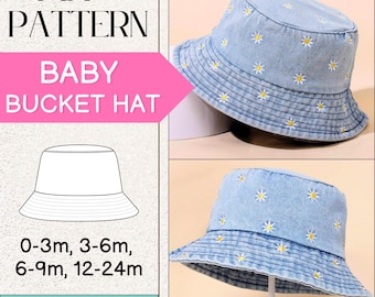 Baby Bucket Hat Sewing Pattern PDF, Summer Hat Sewing pattern, 4 Sizes, Easy Bucket Hat Pattern, Reversible Hat, Beach Hat Pattern