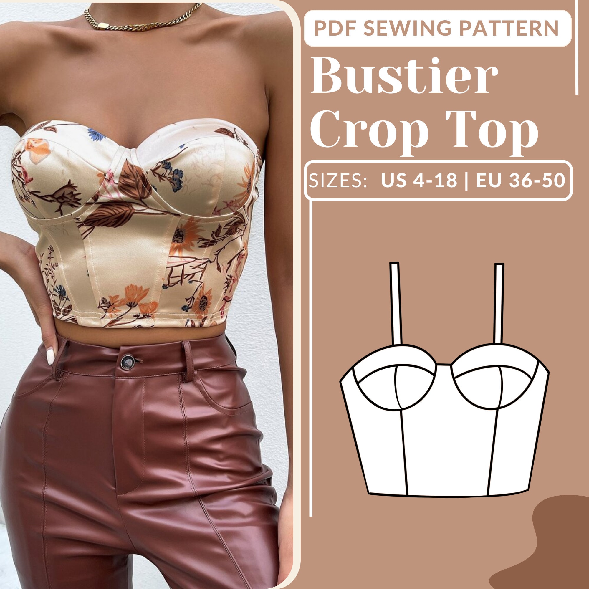 PDF Sewing Pattern Trendy Bustier Crop Top Corset Top Sewing Pattern  Instant Download Women PDF Sewing Pattern US Size 4-18 -  Ireland