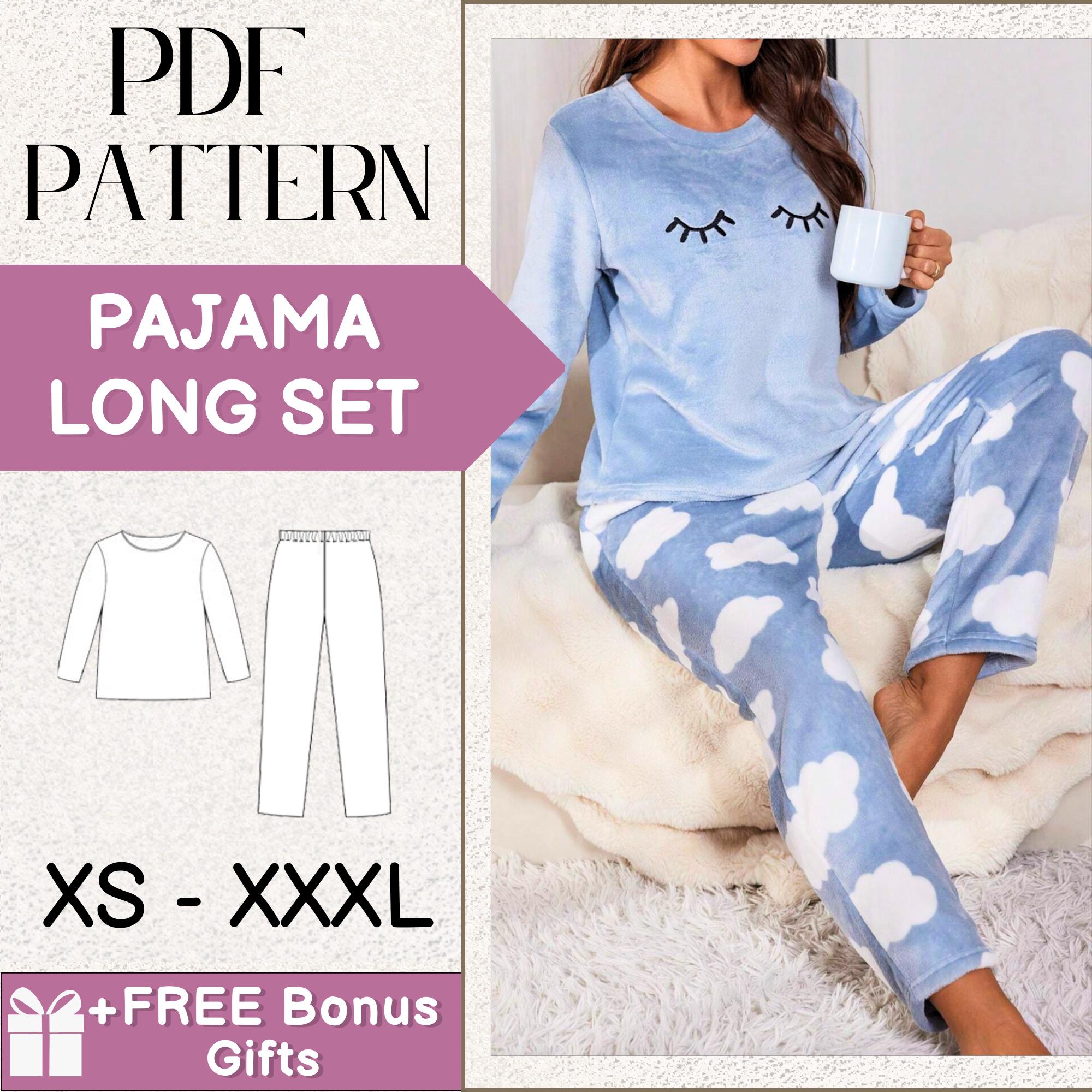 Pajama Sewing Pattern | Long Sleeve Top & Pants | PDF Sewing Pattern ...