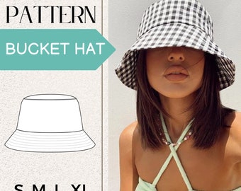 SEWING Pattern Bucket Hat PDF, Summer Hat Sewing pattern, 4 Sizes, Easy Bucket Hat Pattern, Pack Sizes S to XL, Instant Download