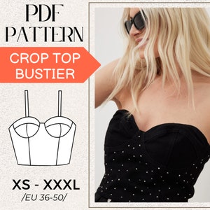 SEWING Bustier pattern, Women Pdf sewing pattern, Pack 7 Size XS - 3XL, Digital, PDF Download, A4 Printable