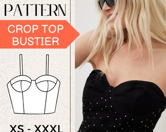 SEWING Bustier pattern, Women Pdf sewing pattern, Pack 7 Size XS - 3XL, Digital, PDF Download, A4 Printable