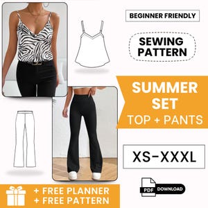 Top & Pants Pattern | Wide Leg Pants Pattern | Blouse Pattern | Trouser Pattern | Women Top, Women Pants Pattern PDF, Flare Leggings