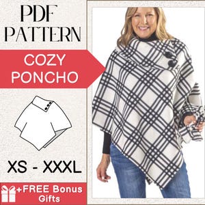 Cozy Winter Poncho Sewing Pattern | Jacket Sewing Pattern | Women Patterns, Sewing Patterns, Coat Pattern, Beginner Sewing Patterns
