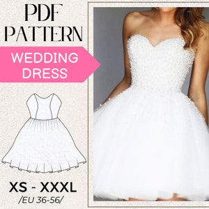 Sewing PATTERN Women Wedding/Prom Dress, Pack Size XS to 3XL, PDF,  Digital, Instant Download, A4 Printable, + Gift Free Pattern