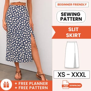 Slit Skirt Sewing Pattern | Women Pattern | Easy Skirt Pattern, Skirt pattern, Sewing Patterns Women for Beginners with zipper Sewing Skirt