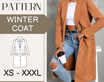 Winter Coat Sewing Pattern Women PDF | Coat Sewing Pattern | Women Jacket Coat | Women Patterns | Sewing Pattern Women | Easy Patterns