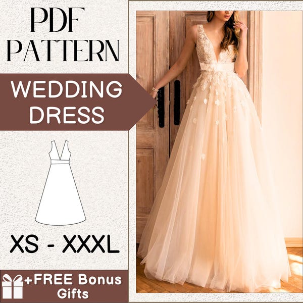 Women Wedding Prom Dress | Women Sewing Patterns | PDF Sewing Pattern | Dress Sewing Pattern | Skirt Pattern | Beginner Sewing Patterns