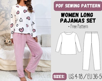 Pajama Sewing Pattern Pajama Set for Women PDF Sewing - Etsy