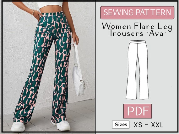 PATTERNS Sewing, Women Flare Leggings Pattern, Sport Flare