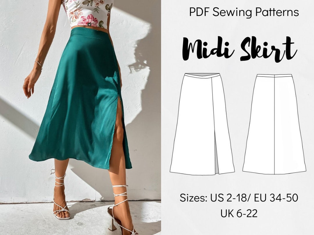 Easy Skirt Pattern for Women Slit Skirt Pattern Skirt Pattern Skirt for ...
