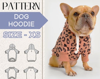 SEWING Dog Pattern, Size XS, Dog Hoodie Sewing Pattern, PDF Sewing Pattern Pet, Instant Download, Pet Pattern, Sewing pattern for dog