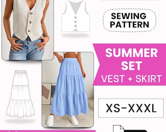 Maxi Skirt Pattern, Skirt Sewing Pattern, Summer Top Pattern, Women PDF Sewing Pattern, Beginner Sewing Patterns, Beginner Pattern