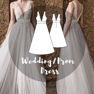 Sewing PATTERN Women Wedding Prom Dress, Digital PDF Sewing Pattern, Easy Sewing Pattern, Pack Size XS 2XL, Instant Download image 2
