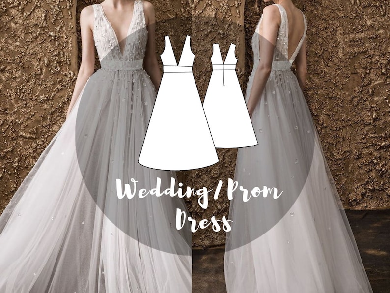 Sewing PATTERN Women Wedding Prom Dress, Digital PDF Sewing Pattern, Easy Sewing Pattern, Pack Size XS 2XL, Instant Download image 2