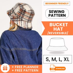 Bucket Hat Sewing Pattern for Women | Summer Hat PDF Pattern, 4 Sizes, Easy Bucket Hat Pattern, Beginner Sewing Pattern, Instant Download