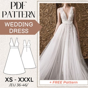 Sewing PATTERN Women Wedding Prom Dress, Digital PDF Sewing Pattern, Easy Sewing Pattern, Pack Size XS - 2XL, Instant Download